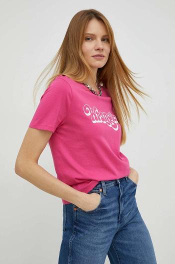 Bavlnené tričko Wrangler ružová farba