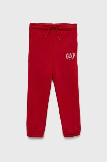 Detské nohavice GAP červená farba, s potlačou