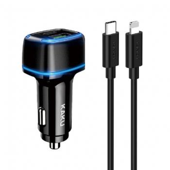 KAKU KSC-540 autonabíjačka USB / USB-C 3A 20W + kábel Lightning / USB-C, čierna