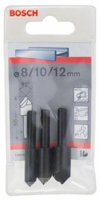 Bosch Accessories  2608596667 sada kužeľových záhlbníkov 3-dielna 8 mm, 10 mm, 12 mm HSS  valcová stopka 1 sada