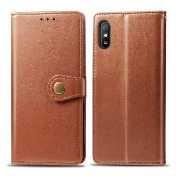 LEATHER BUCKLE Peňaženkový obal Xiaomi Redmi 9A / 9AT hnedý