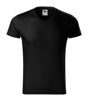 MALFINI Pánske tričko Slim Fit V-neck - Čierna | L