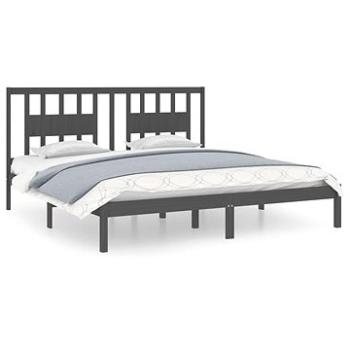Rám postele sivý masívne drevo 180 × 200 cm Super King, 3104080