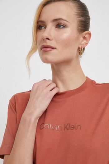 Bavlnené tričko Calvin Klein dámske,oranžová farba,K20K205448