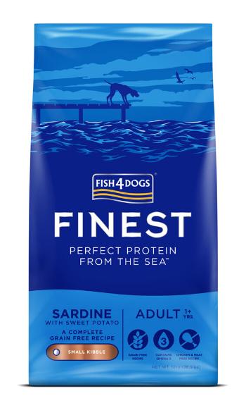 FISH4DOGS Granule malé pre dospelých psov Finest sardínka so sladkými zemiakmi 12kg, 1+