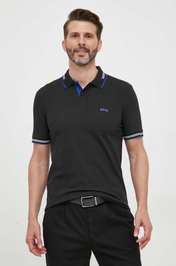 Polo tričko BOSS  ATHLEISURE pánske, čierna farba, s nášivkou