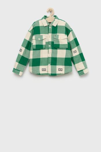Detská bavlnená košeľa Tommy Hilfiger zelená farba