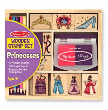 Melissa & Doug - sada drevených pečiatok Princezná Princess stamp set
