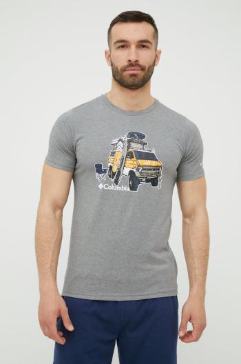 Športové tričko Columbia Sun Trek šedá farba, s potlačou