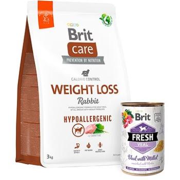 Brit Care Dog Hypoallergenic s králičím Weight Loss 3 kg + Brit Fresh Veal with millet 400 g (KRMP1287bun)