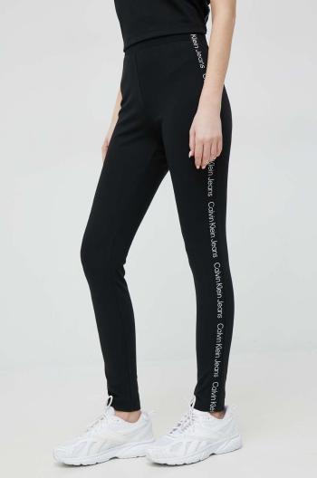 Legíny Calvin Klein Jeans dámske, čierna farba, s nášivkou