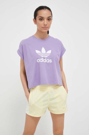 Bavlnené tričko adidas Originals fialová farba