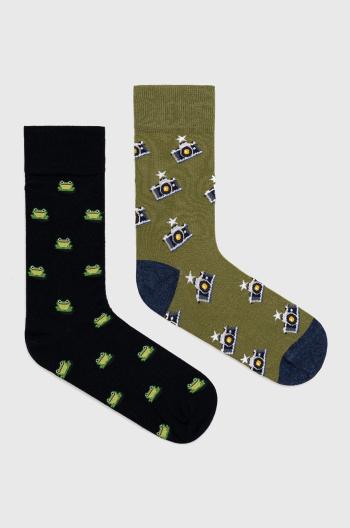 Ponožky John Frank (2-pack) pánske, zelená farba