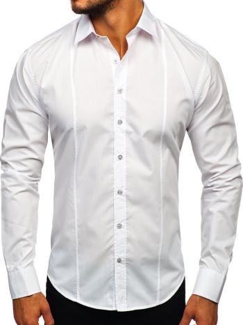Biela pánska elegantná košeľa s dlhými rukávmi Bolf 4705G