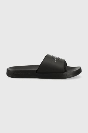 Šľapky Calvin Klein Jeans SLIDE MONOGRAM TPU dámske, čierna farba, YW0YW00585