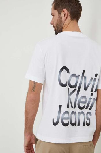 Bavlnené tričko Calvin Klein Jeans pánske,biela farba,s potlačou,J30J325699