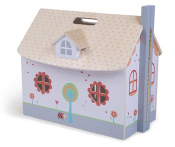 Drevený domček pre bábiky s nábytkom take along dollhouse