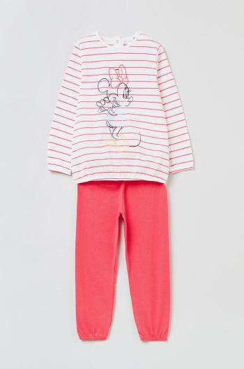 Detské bavlnené pyžamo OVS X Disney ružová farba, vzorované