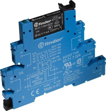 Finder 38.51.0.012.0060 reléový modul Menovité napätie: 12 V/DC, 12 V/AC Spínací prúd (max.): 6 A 1 prepínací  1 ks