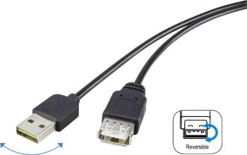 USB predlžovací kábel RENKFORCE 1x USB 2.0 zástrčka ⇔ 1x USB 2.0 zásuvka 1.80 m, čierna