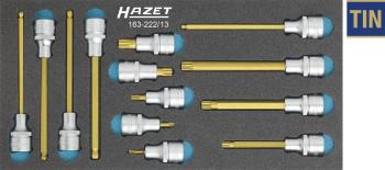 Hazet  163-222/13 inbus, štvorzub (XZN) súprava nástrčných kľúčov a bitov     13-dielna 1/2" (12.5 mm)