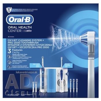 Oral-B ORAL HEALTH CENTER, PRO 2000 + OXYJET elektrická zubná kefka+2 hlavice + ústna sprcha+3 hlavice, 1x1 set