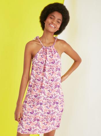 Fialové kvetované šaty Trendyol