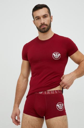 Tričko a boxerky Emporio Armani Underwear bordová farba, s potlačou