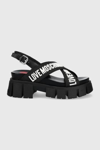 Sandále Love Moschino dámske, čierna farba, na platforme
