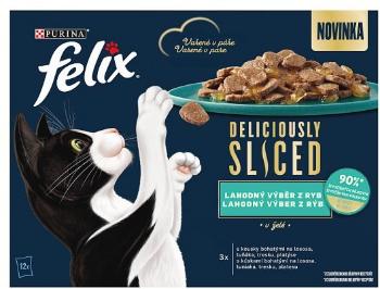 FELIX Deliciously sliced Multipack 4(12x80g) losos/ tuniak/ treska/ platesa v želé