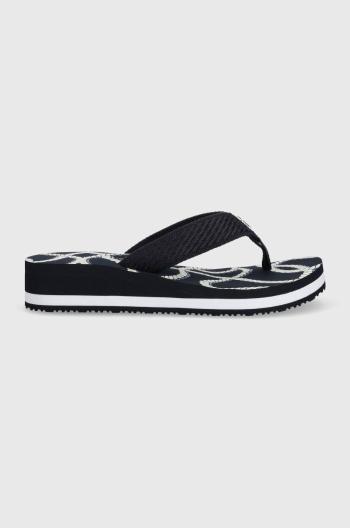 Žabky Tommy Hilfiger TOMMY ROPE M WEDGE SANDAL dámske, tmavomodrá farba, na kline, FW0FW07148