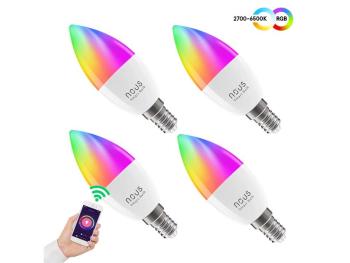 Smart LED žiarovka E14 4,5 W RGB NOUS P4/4pack WiFi Tuya sada 4ks