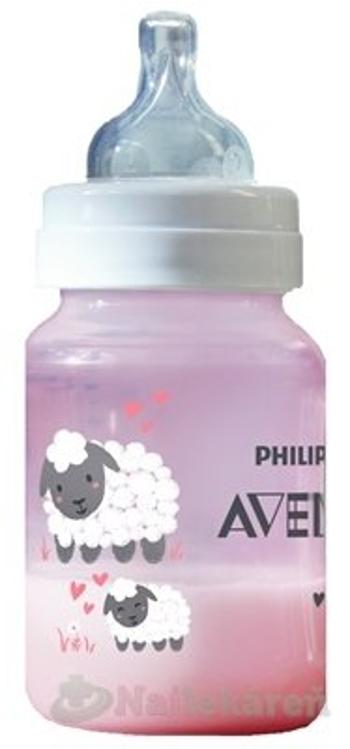 Philips Avent fľaša PP Antikolik ružová ovečka antikolikový mäkký cumlík pomalý prietok 2 otvory 1x1 ks 260ml