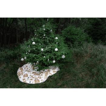 Bavlnený koberec pod vianočný stromček Butter Kings Golden Nut Cracker, ø 130 cm