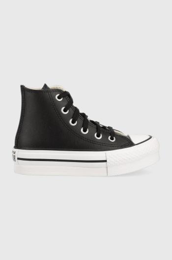 Detské kožené tenisky Converse CON OBUWIE A01015C EVA LIFT čierna farba