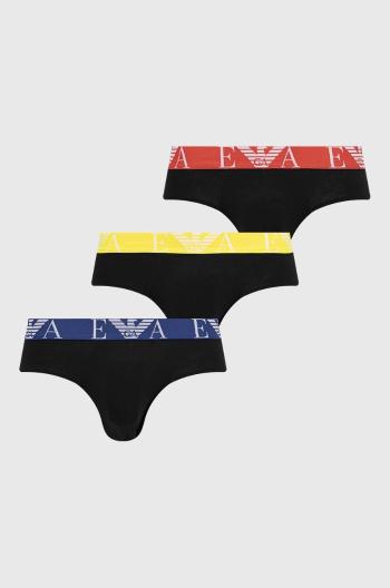 Slipy Emporio Armani Underwear 3-pak pánske, čierna farba