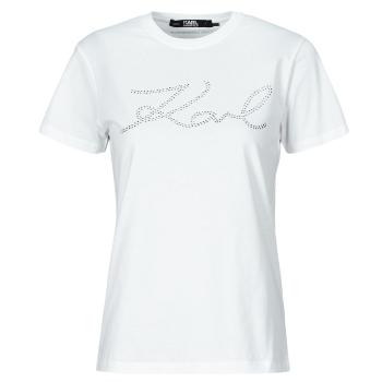 Karl Lagerfeld  rhinestone logo t-shirt  Tričká s krátkym rukávom Biela