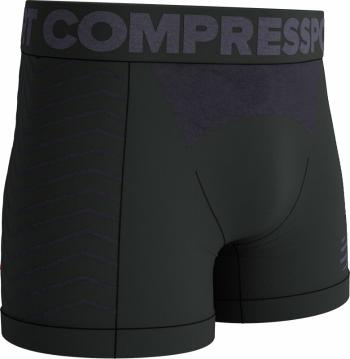 Compressport Seamless Boxer M Black/Grey M Bežecká spodná bielizeň