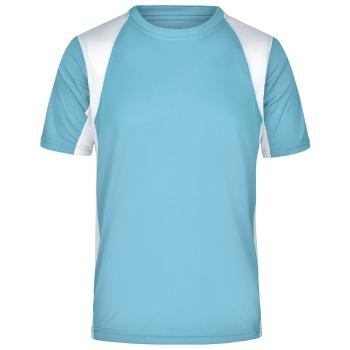 James & Nicholson Pánske športové tričko s krátkym rukávom JN306 - Oceán / biela | L
