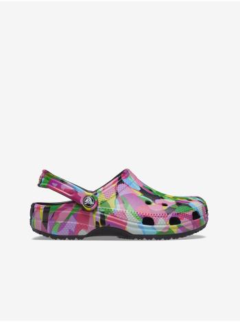 Ružovo-zeleno-čierne unisex šľapky Crocs Classic Bubble Block Clog