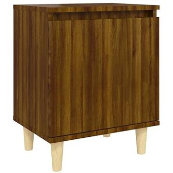 SHUMEE Nočný stolík masívne drevené nohy hnedý dub 40 × 30 × 50 cm, 813114