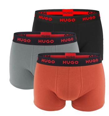 HUGO - boxerky 3PACK cotton stretch black & brick color combo with red logo - limitovaná fashion edícia (HUGO BOSS)-L (90-98 cm)