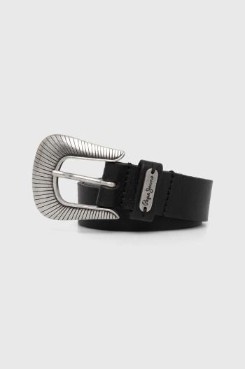 Kožený opasok Pepe Jeans ANYA BELT dámsky, čierna farba, PL020841