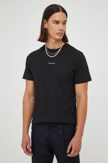 Bavlnené tričko Bruuns Bazaar čierna farba, s potlačou
