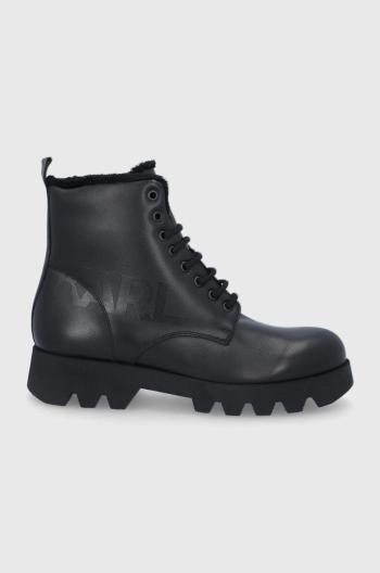 Kožená obuv Karl Lagerfeld pánska, čierna farba