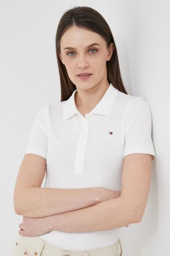 Polo tričko Tommy Hilfiger dámsky, biela farba