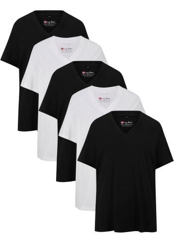 Široké dlhé tričko, V-výstrih (5 ks), krátky rukáv