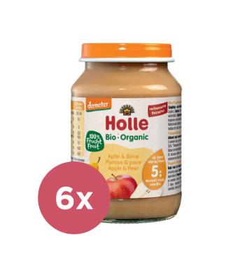 6x HOLLE Bio Jablko a hruška, 190 g - ovocný príkrm