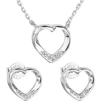 EVOLUTION GROUP Súprava šperkov so zirkónom náušnice a náhrdelník biele srdce 19019.1  (Ag, 925/1000 (8590962190205)