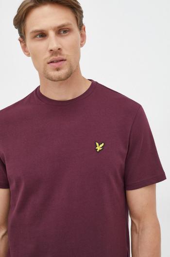 Bavlnené tričko Lyle & Scott fialová farba, jednofarebné